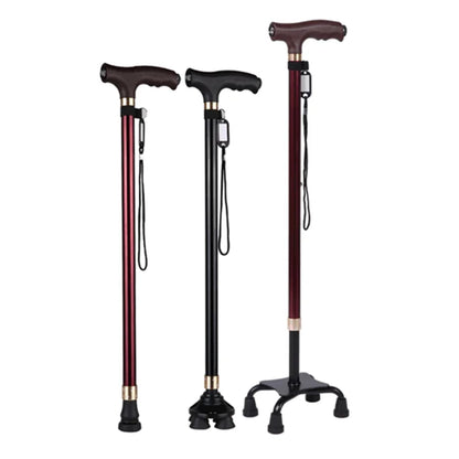 Bastones antideslizantes para ancianos, bastón multifuncional retráctil de aleación de aluminio con luz Led, muleta para ancianos