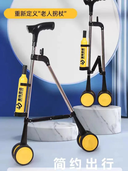 Bastón plegable con almacenamiento de paraguas, muletas portátiles, innovador, diseño ligero, movilidad al aire libre para ancianos