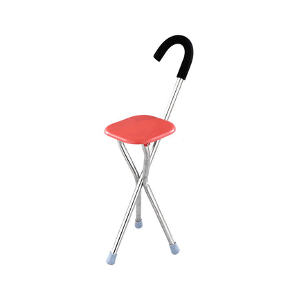 Asiento de bastón plegable para personas mayores, accesorio cómodo para sentarse, capacidad de 260kg, bastón de viaje plegable de tres patas, bastón para caminar