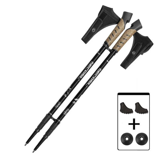 2 uds bastones nórdicos Trek Pole telescópico Alpenstock 7075 aleación de aluminio muleta de tiro Senderismo bastón para caminar senderismo