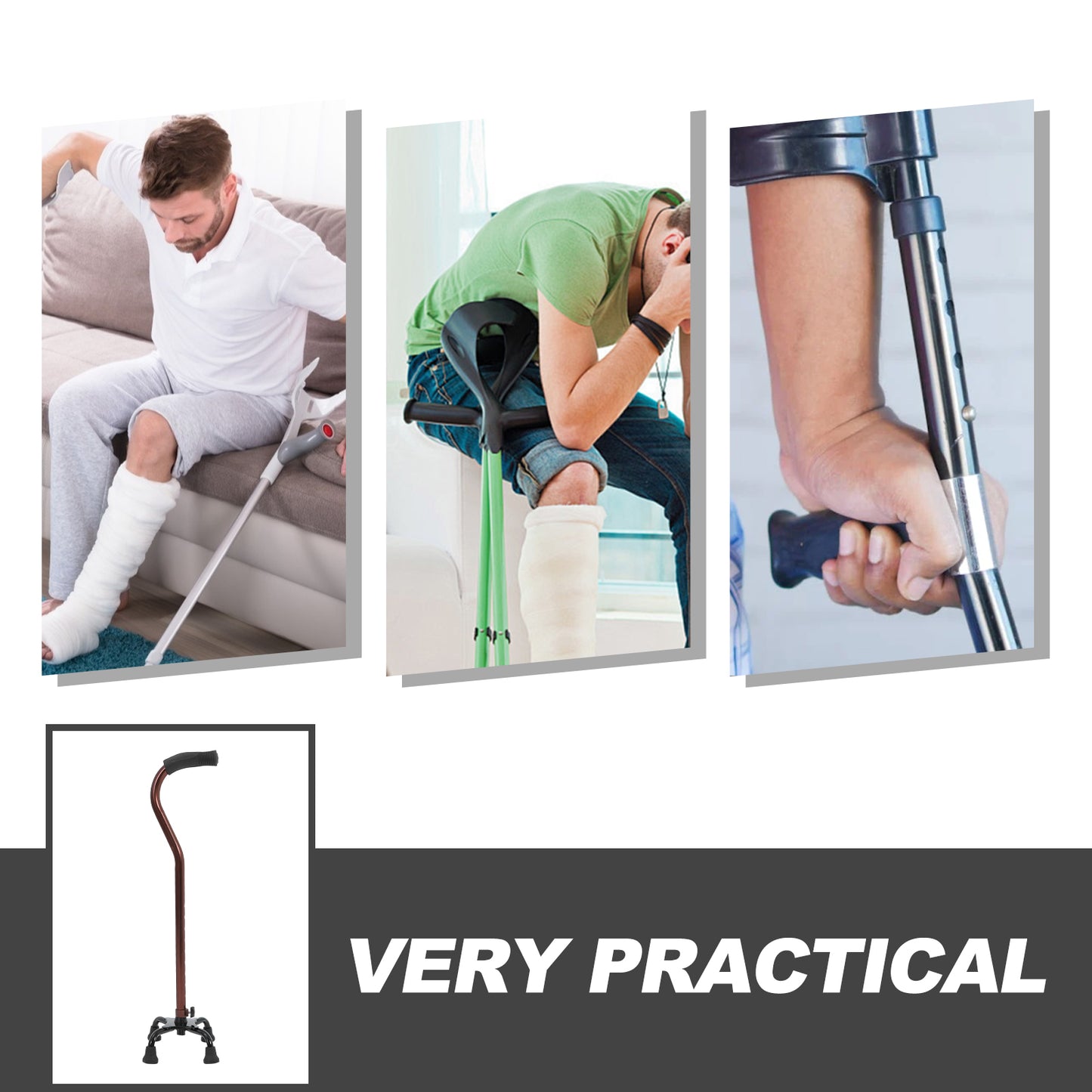 Bastón de soporte de cuatro patas, bastón para caminar de aleación de aluminio, muletas de Metal para personas mayores, personas discapacitadas, actividades al aire libre