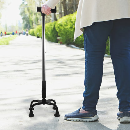 Bastón plegable de acero inoxidable, bastón telescópico de 4 puntas para caminar, soporte de equilibrio para personas mayores discapacitadas